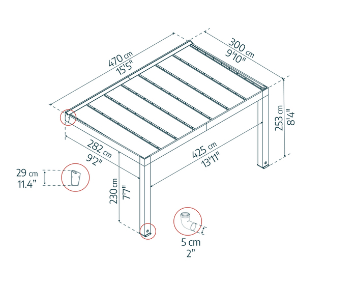 Terrasstak Helsinki Cederträ 470 x 300 cm Canopia by Palram
